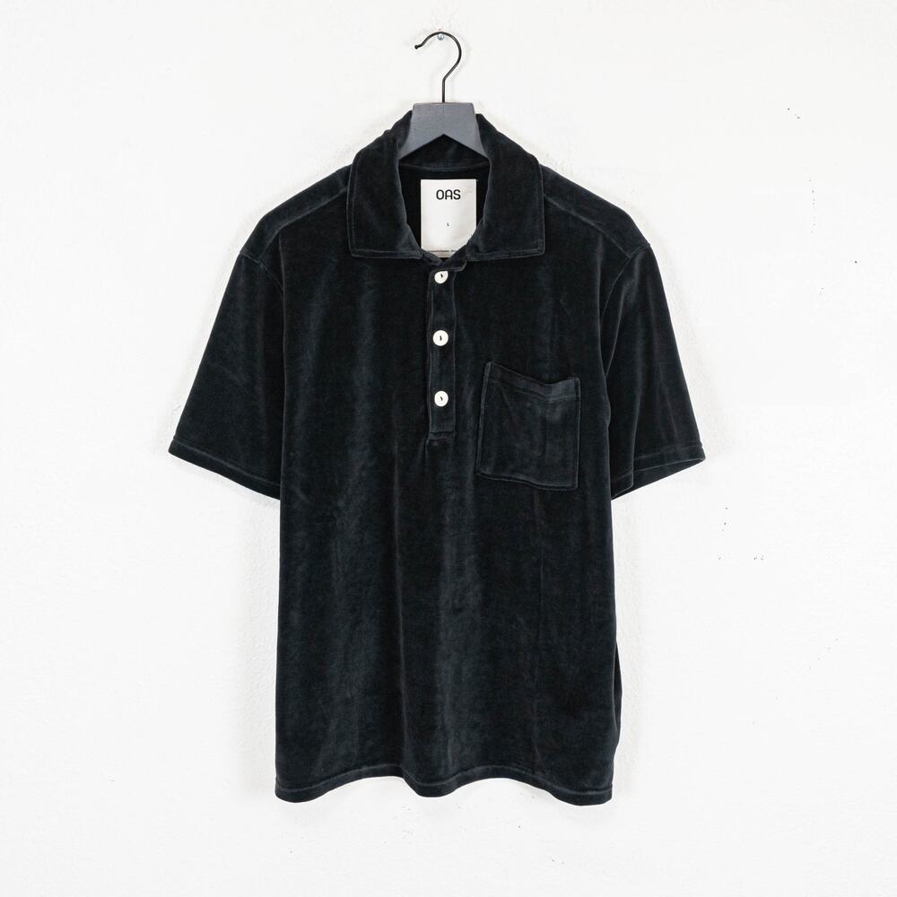OAS Men's Nearly Black Girona Velour Shirt Polo S/S size Large